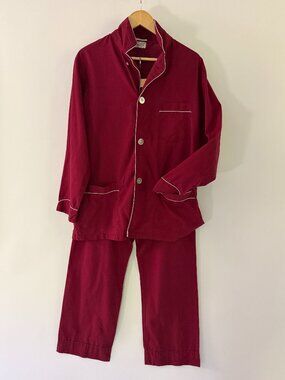 90s Christian Dior Monsieur Pajama Set Red Oxblood Vintage Medium